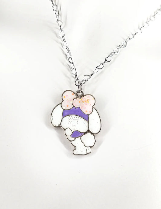 Collier Kawaii Lapin Fait Main en Résine & Acier Inoxydable – Bijou Pastel Goth Artisanal