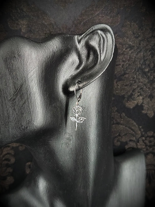 boucles d’oreilles rose gothique mignonne en acier inoxydable