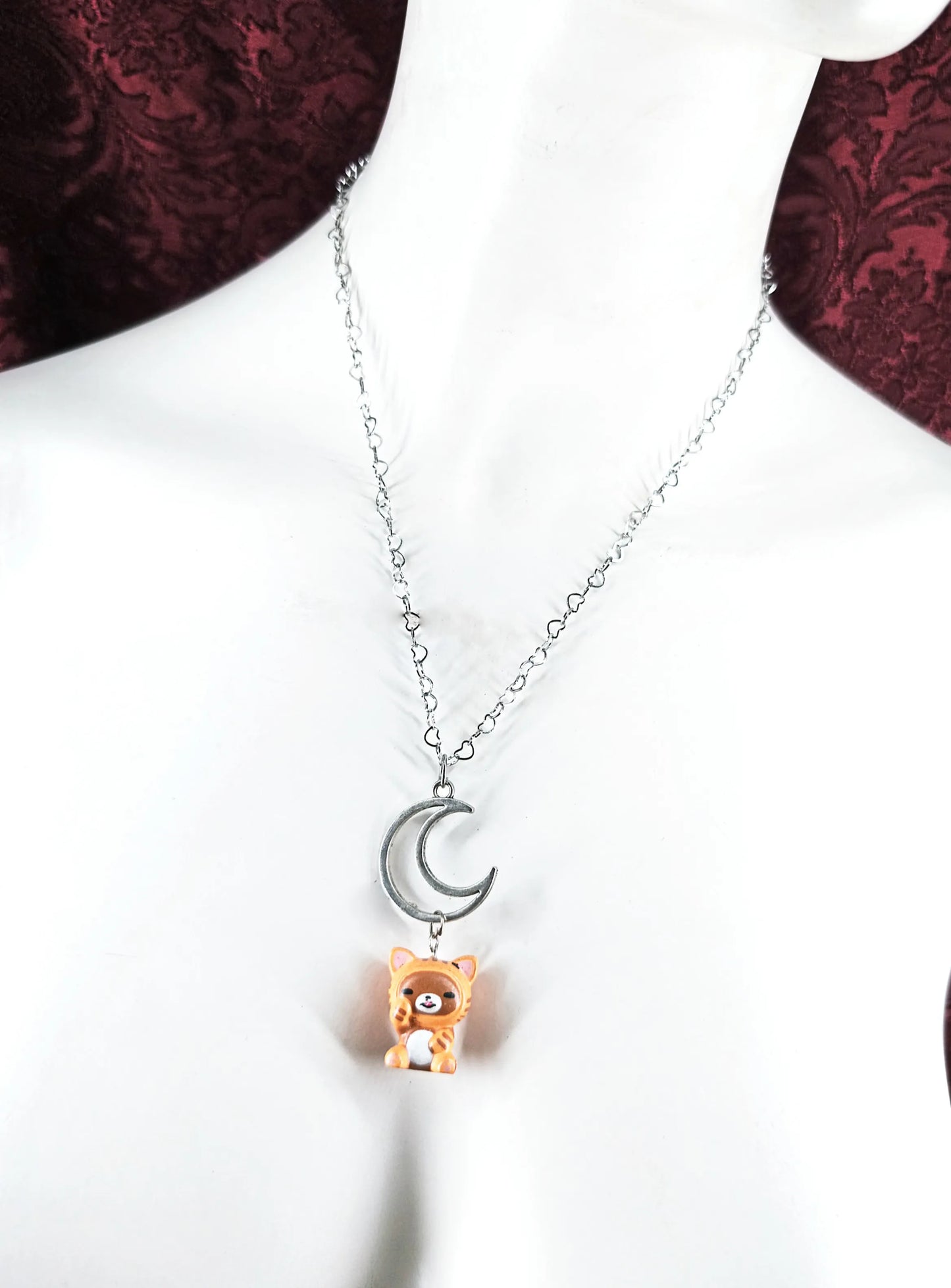 Collier kawaii avec lune et chat "Rilakkuma Cat"