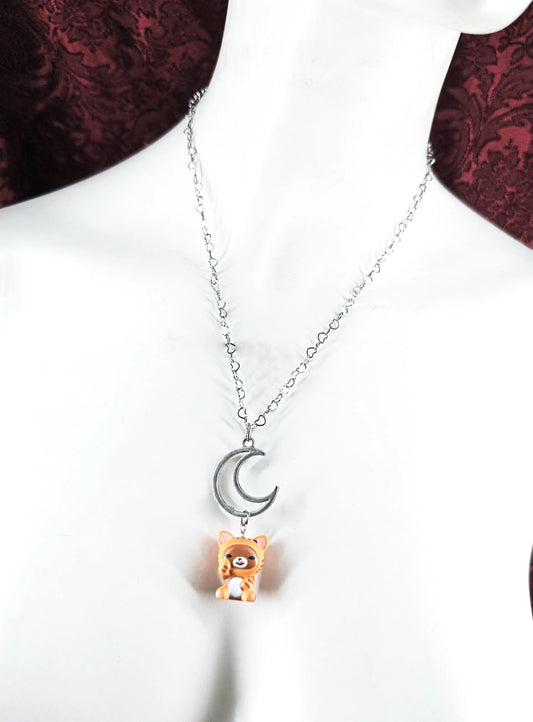 Collier kawaii avec lune et chat "Rilakkuma Cat"