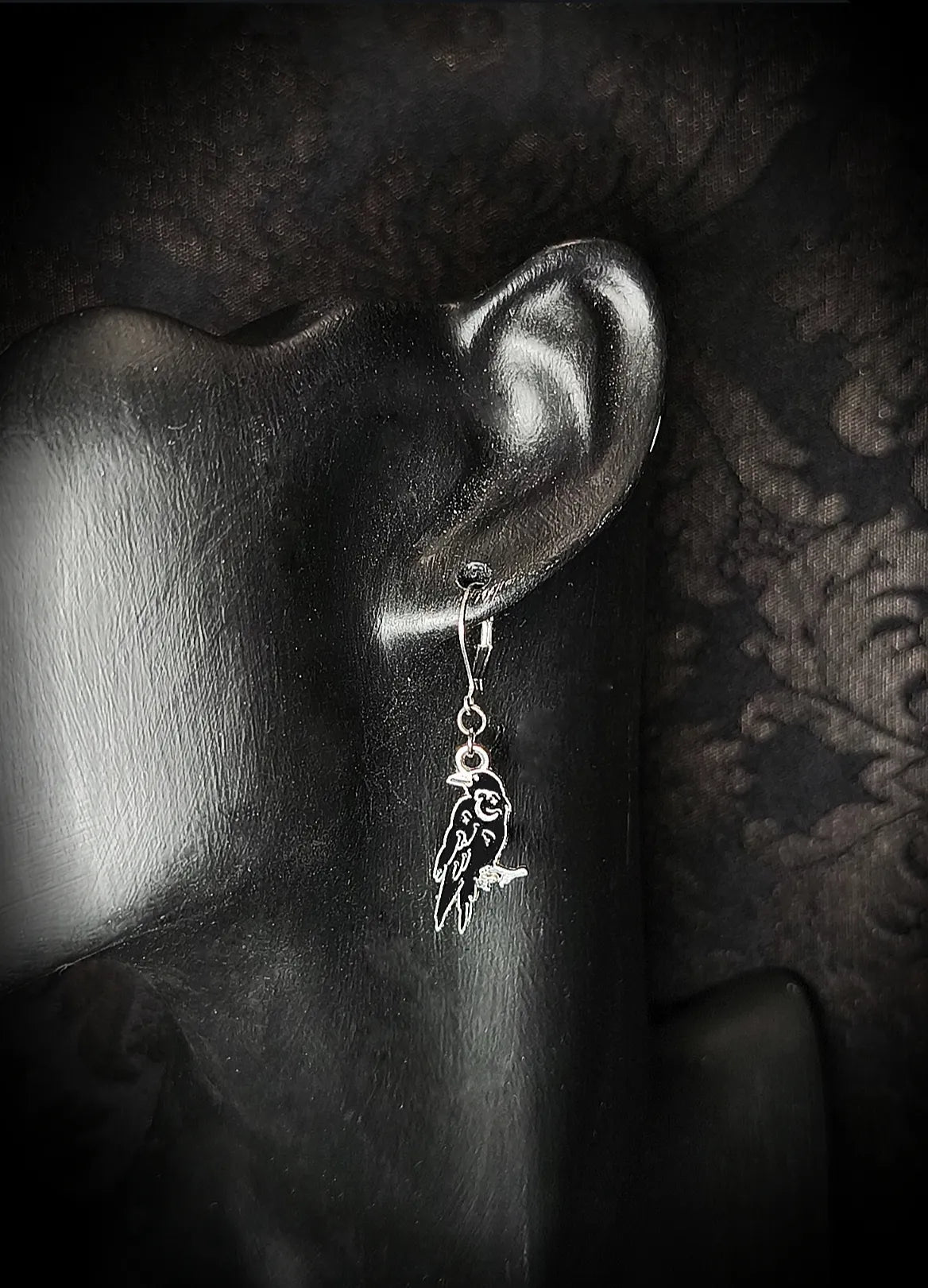Boucle d’oreille corbeaux en acier inoxydable fait main 