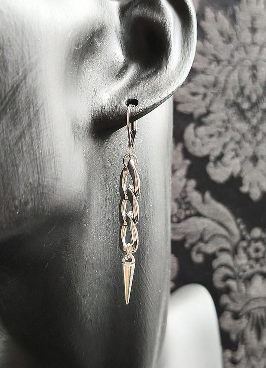 Boucles d'oreilles chaîne et clous fait main