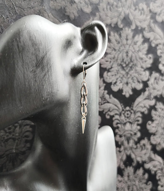 Boucles d'oreilles gothique chaîne et clous fait main