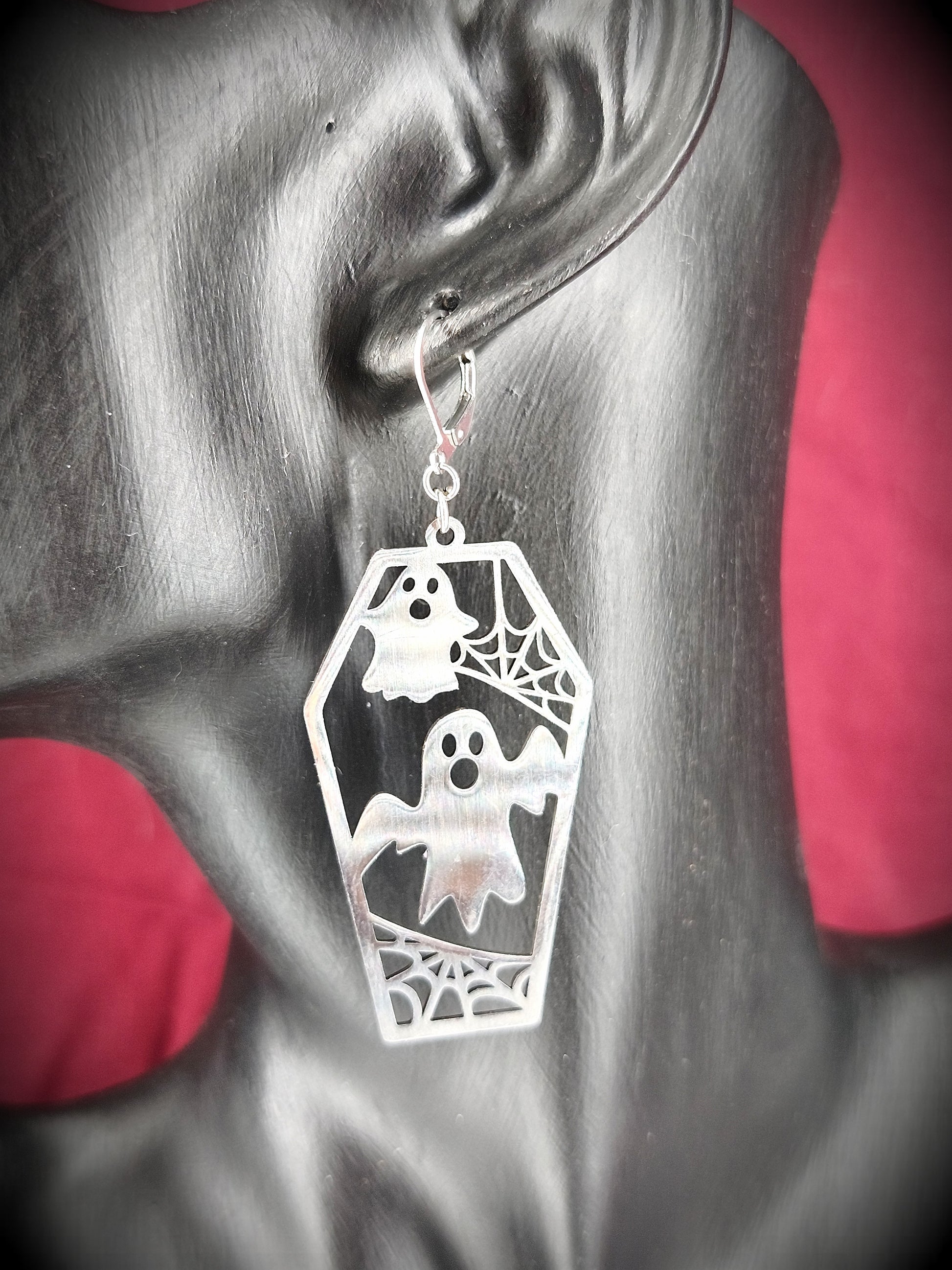 Boucles d'oreilles gothique fantôme en acier inoxydable fait main