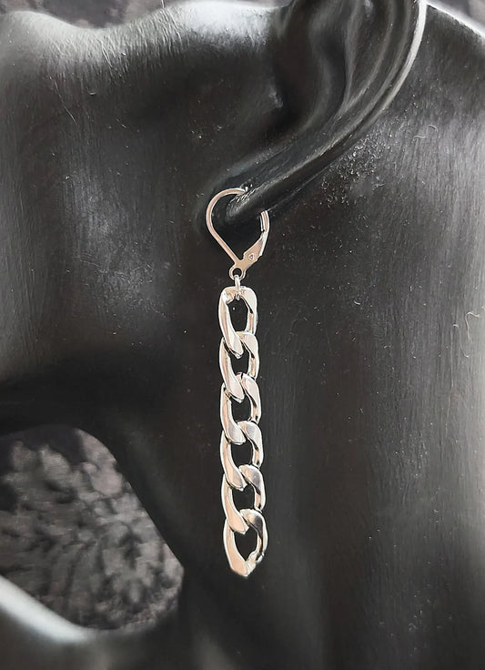 Boucles d'oreilles gothique unisexe chaînes en acier inoxydable fait main