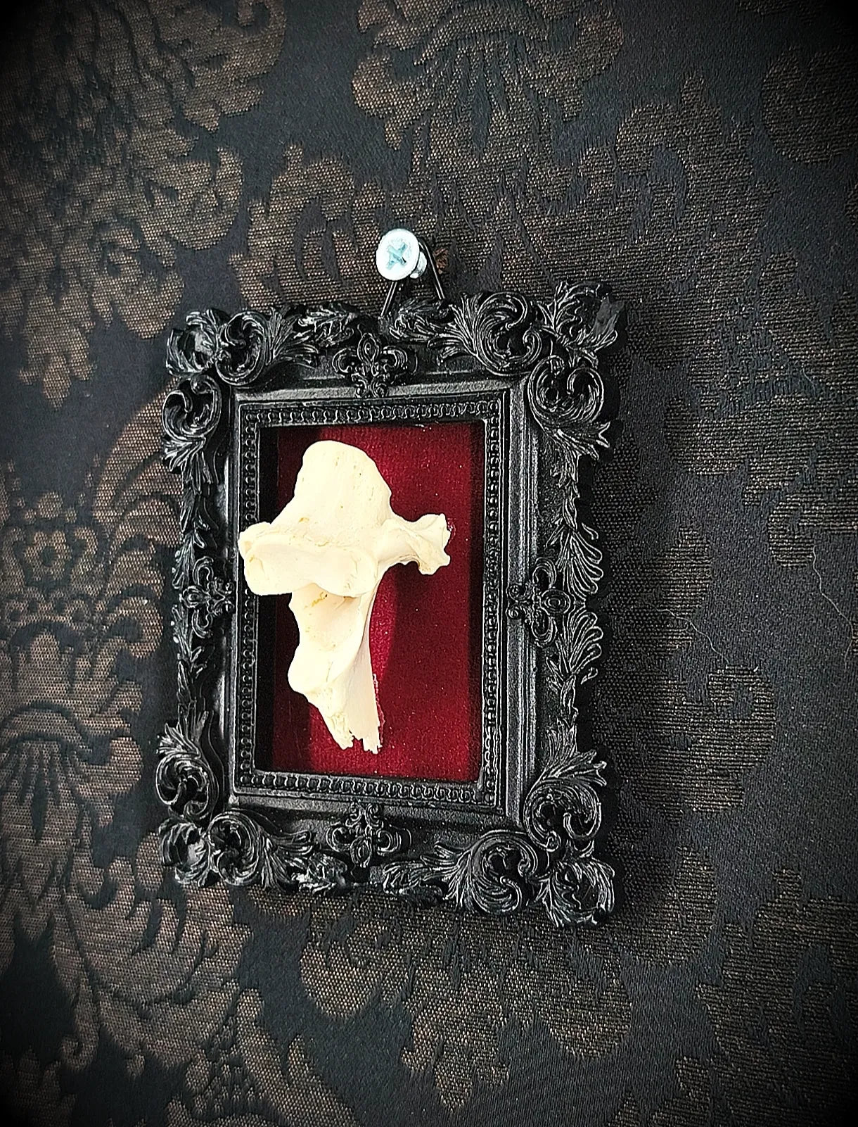 Décoration murale gothique miniature avec vertèbre, pièce unique fait main