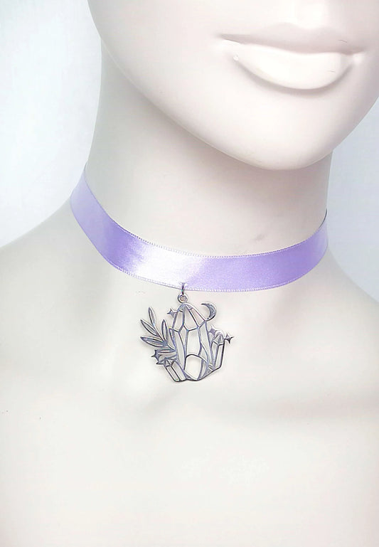 Ras de cou pastel goth kawaii cristal en acier inoxydable fait main