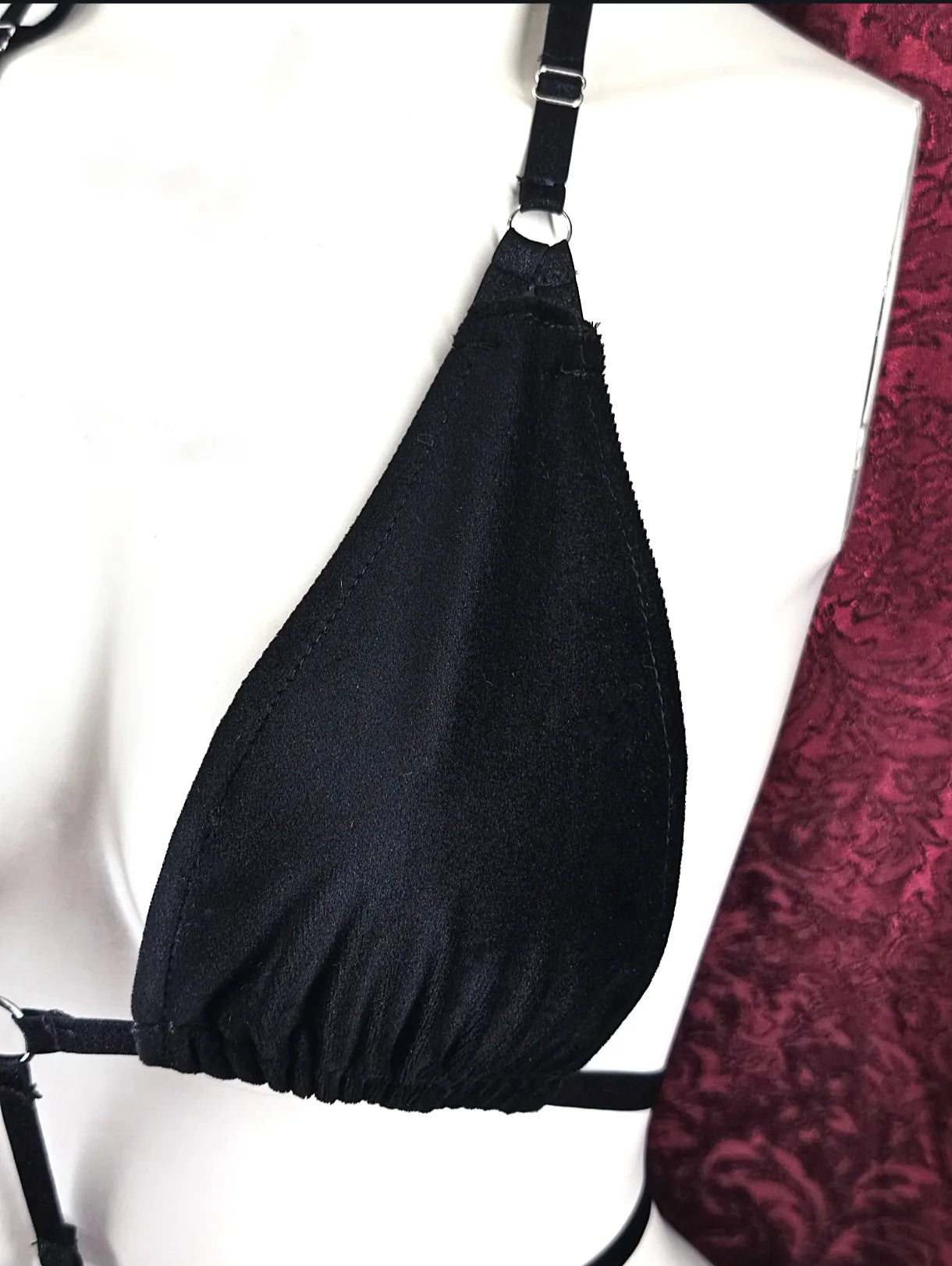 Set de lingerie gothique velours réglable et cristaux fait main