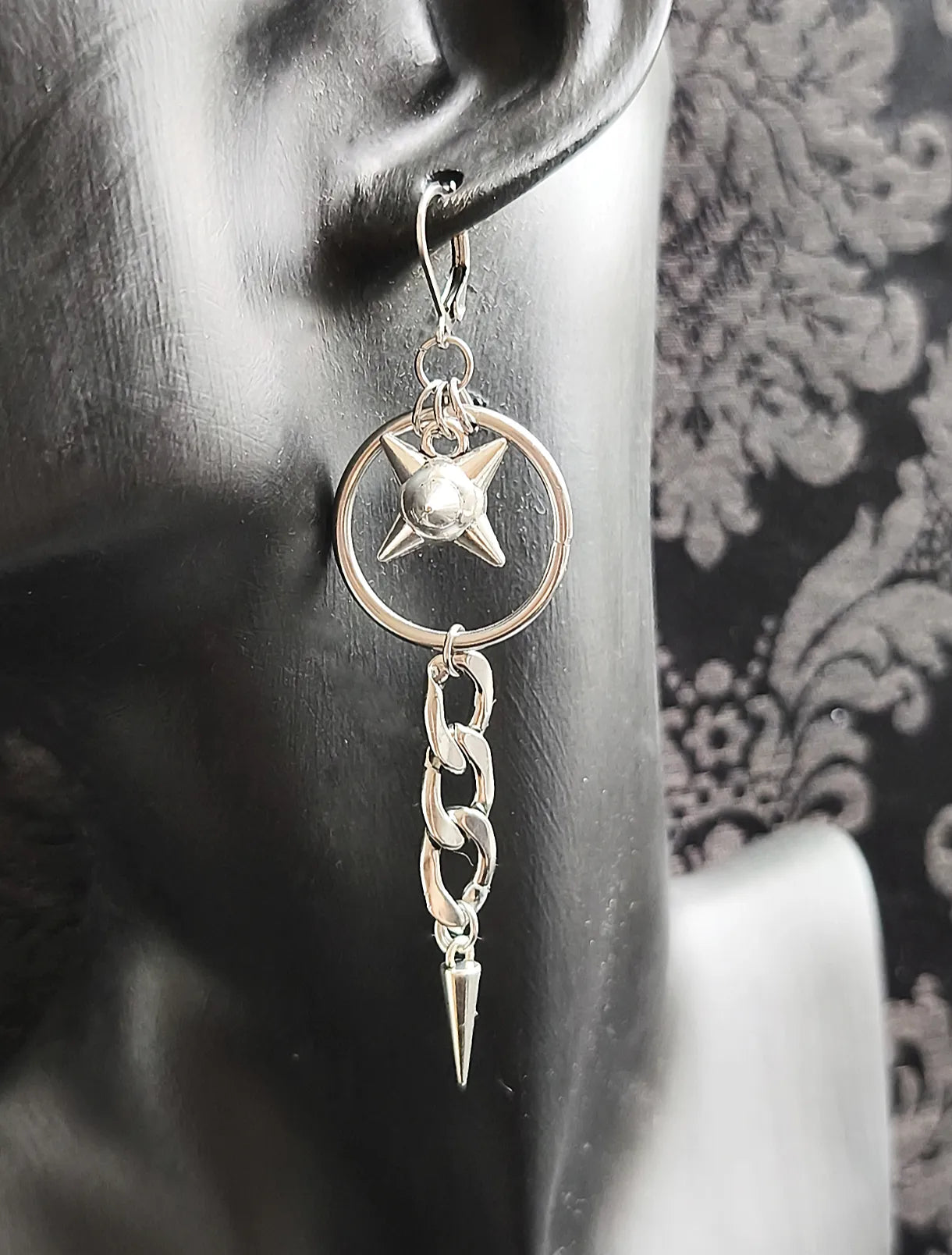 boucles d’oreilles gothiques chaîne acier inoxydable