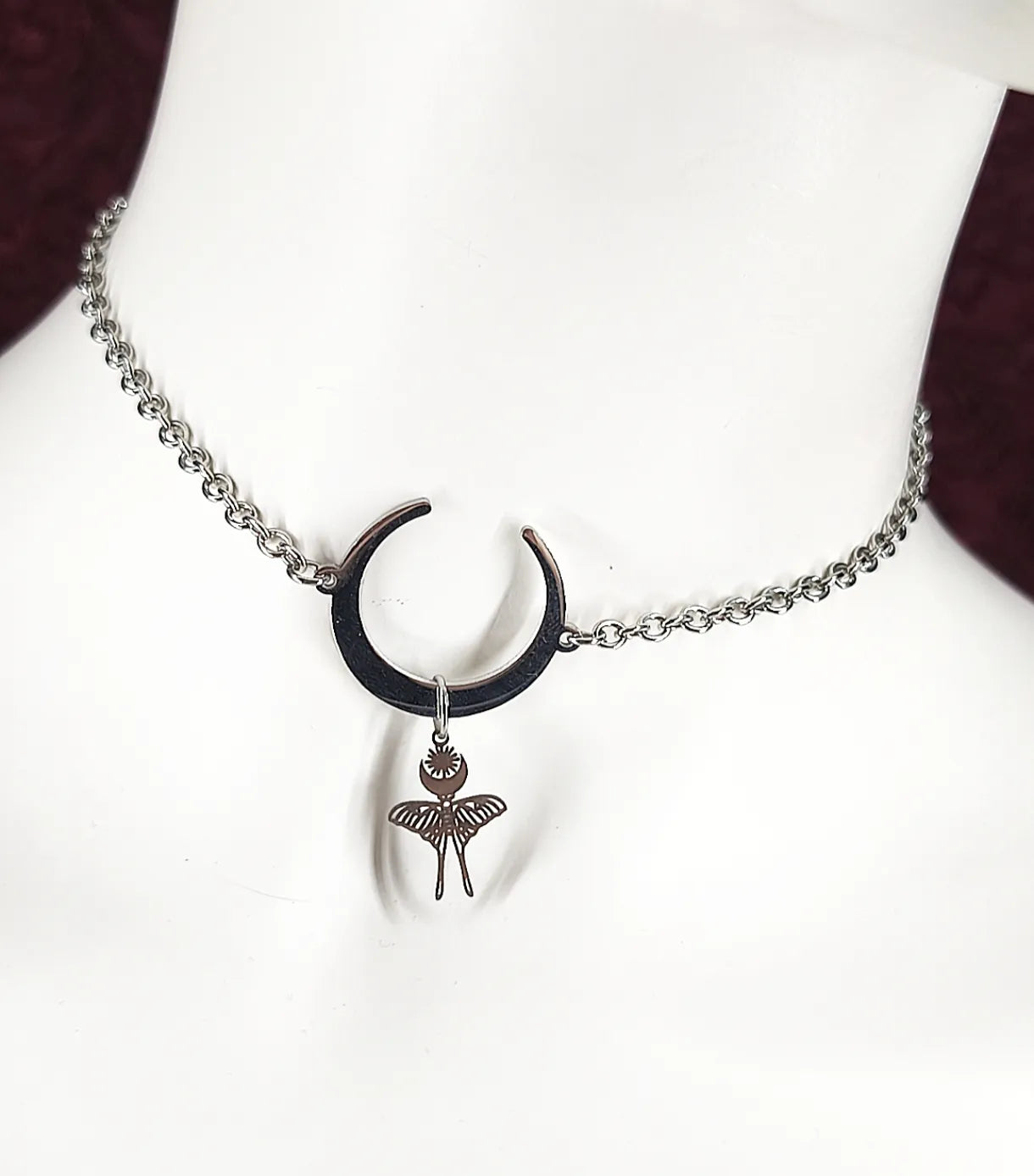 collier witchy papillon acier inoxydable