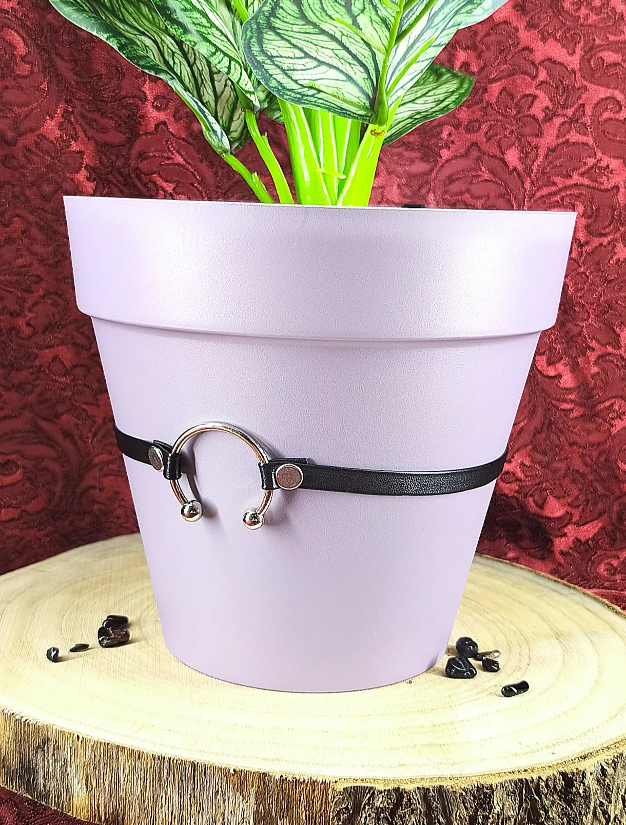 pot pastel goth avec anneau métallique lila